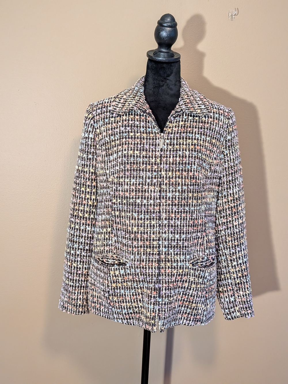 Sag Harbor Multicolor Confetti Tweed Blazer Jacket. Size 10.